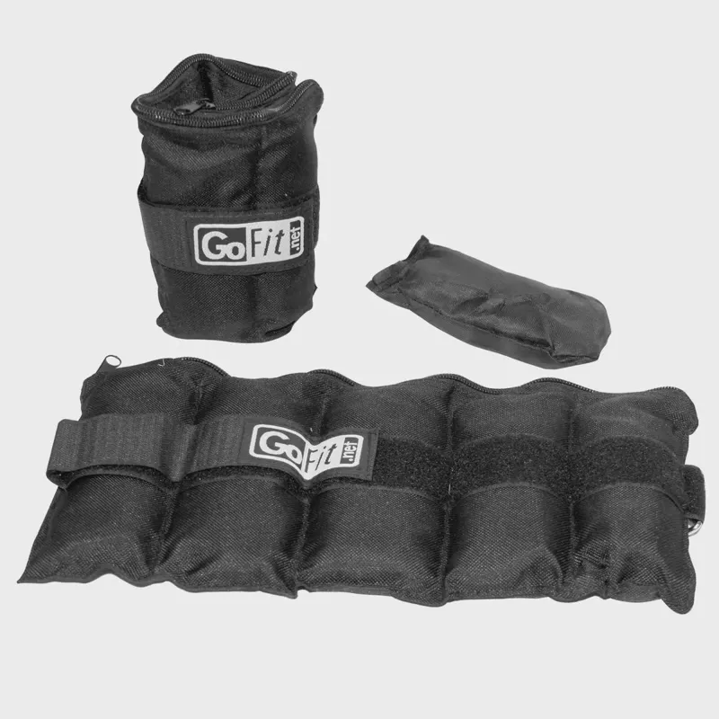 GoFit 10lb Padded Adjustable Ankle Weights Set - 5lbs Each / 10lb Pair