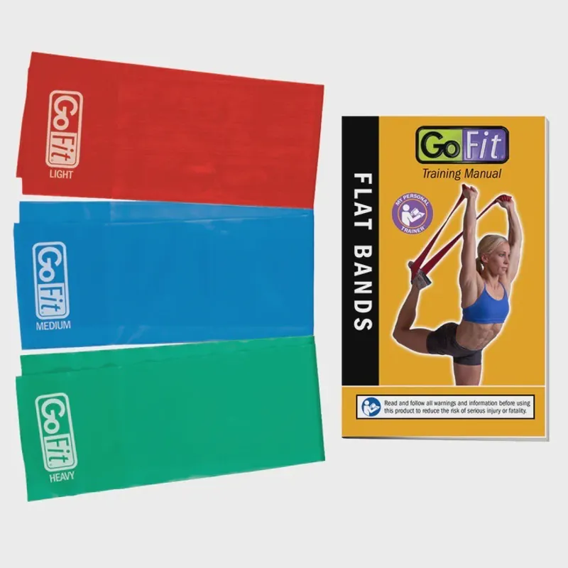 GoFit Power Flat Bands - 3 Levels of 4' Flat Bands and Training Manual-3