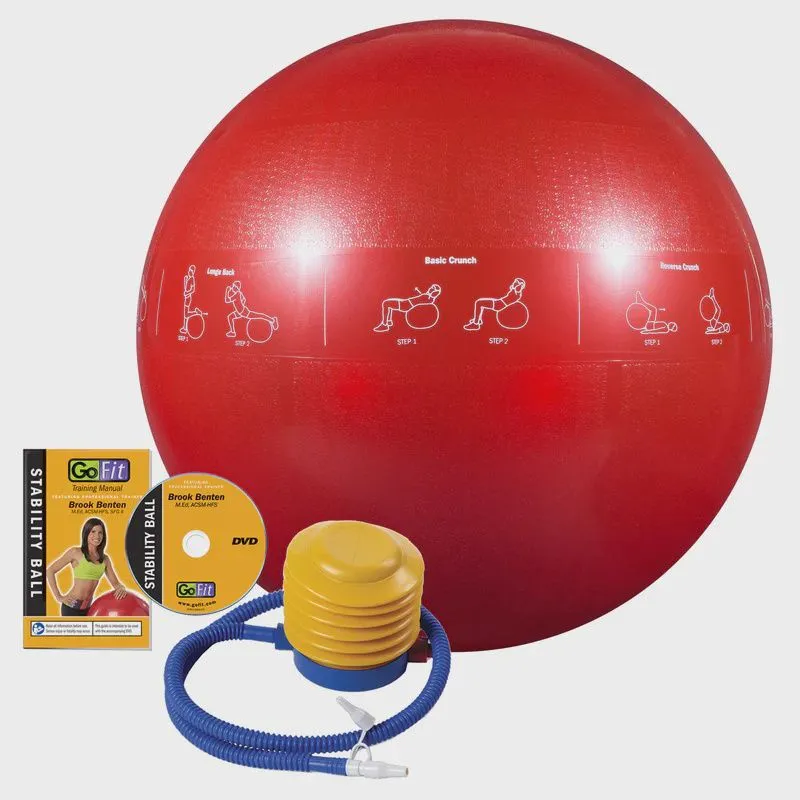 GoFit 65cm Guide Ball-Pro Grade 2000lb Stability Ball - Red