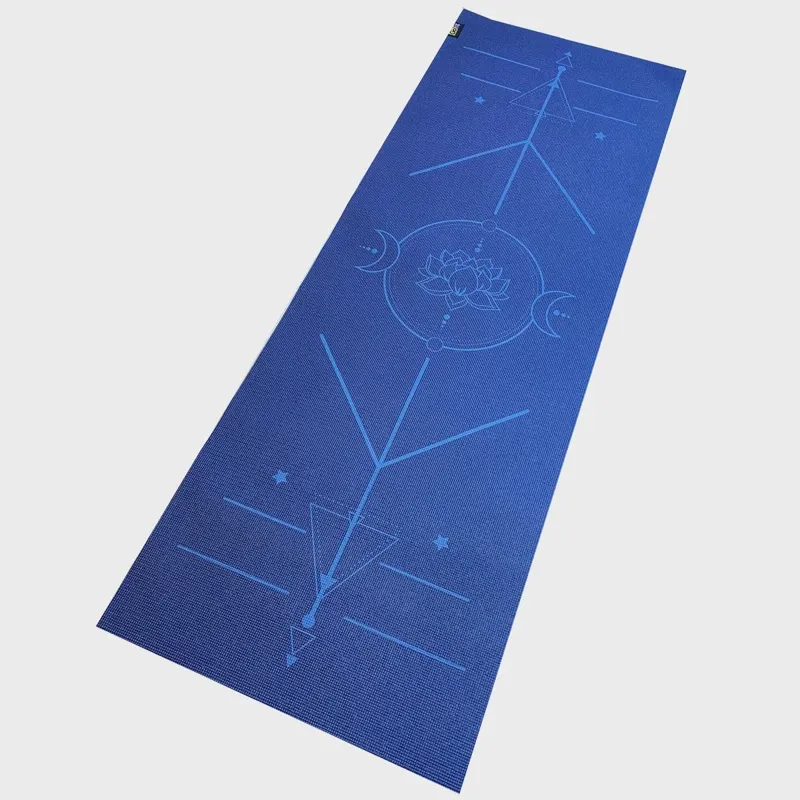 GoFit ALIGN Yoga Mat with Yoga Pose Wall Chart 3.5mm 24 x 68 - Blue