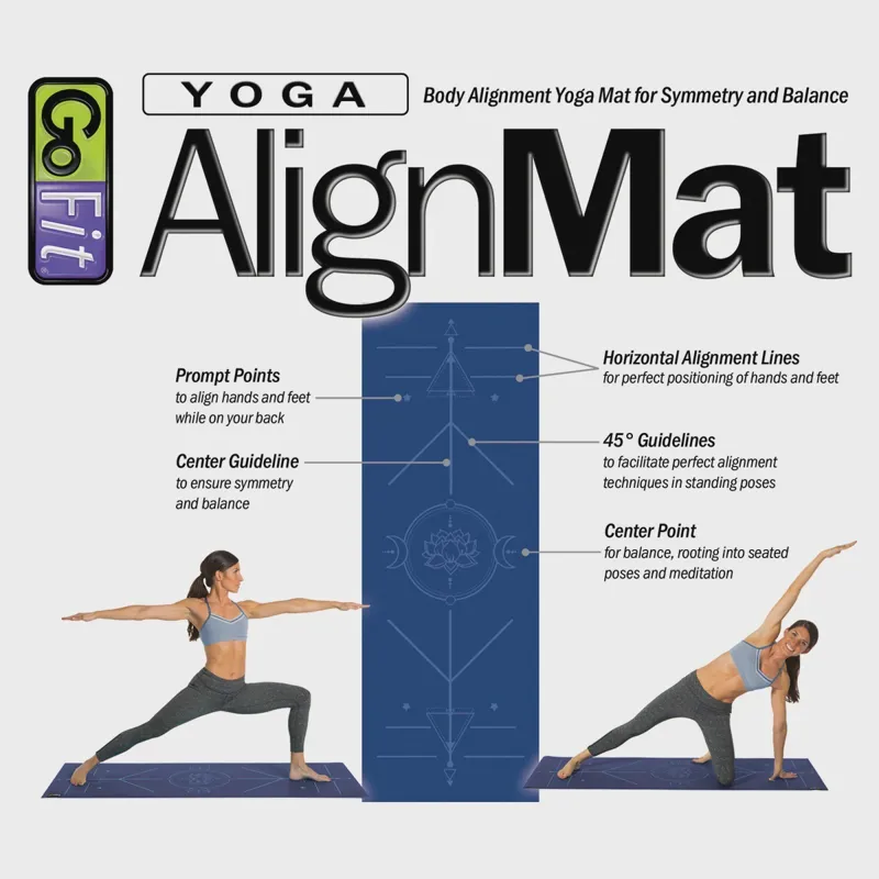GoFit ALIGN Yoga Mat with Yoga Pose Wall Chart 3.5mm 24 x 68 - Blue-1