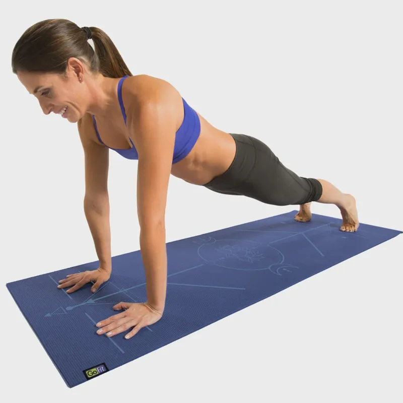GoFit ALIGN Yoga Mat with Yoga Pose Wall Chart 3.5mm 24 x 68 - Blue-2