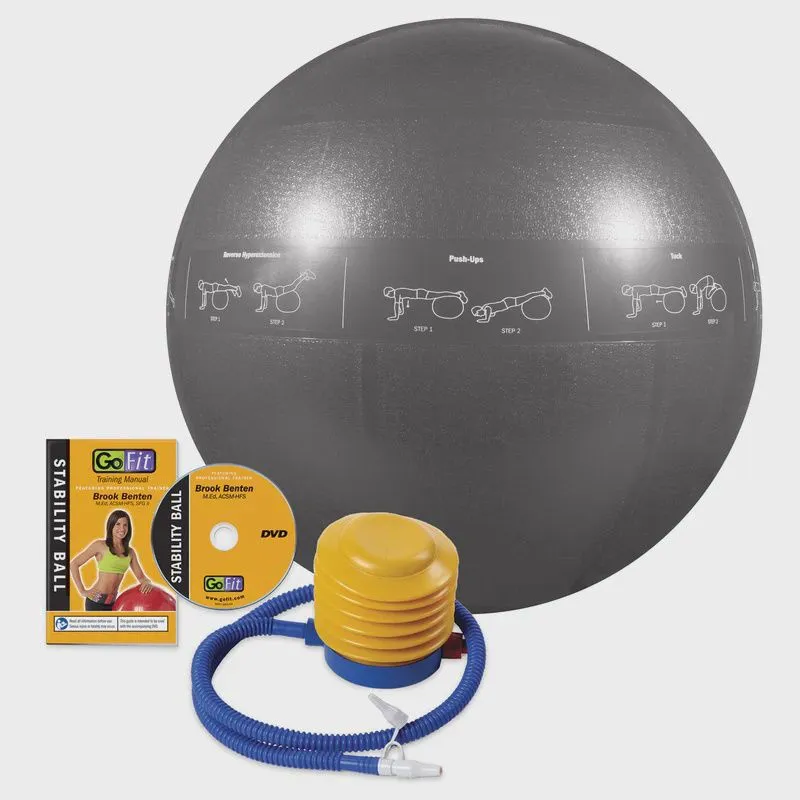 GoFit Guide Ball-Pro Grade 75cm 2000lb Stability Ball - Gray