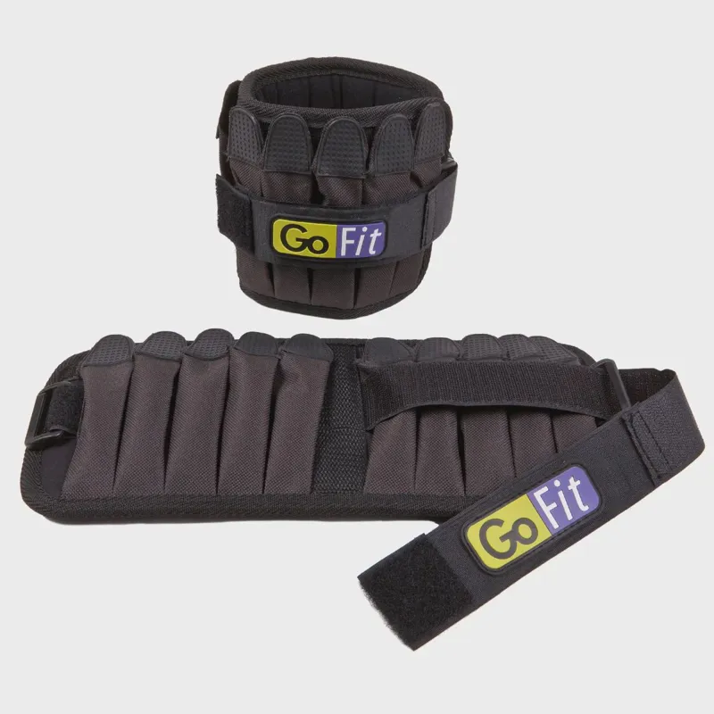 GoFit 5lb Padded Adjustable Ankle Weights Set - 2.5lbs Each/5lb Pair