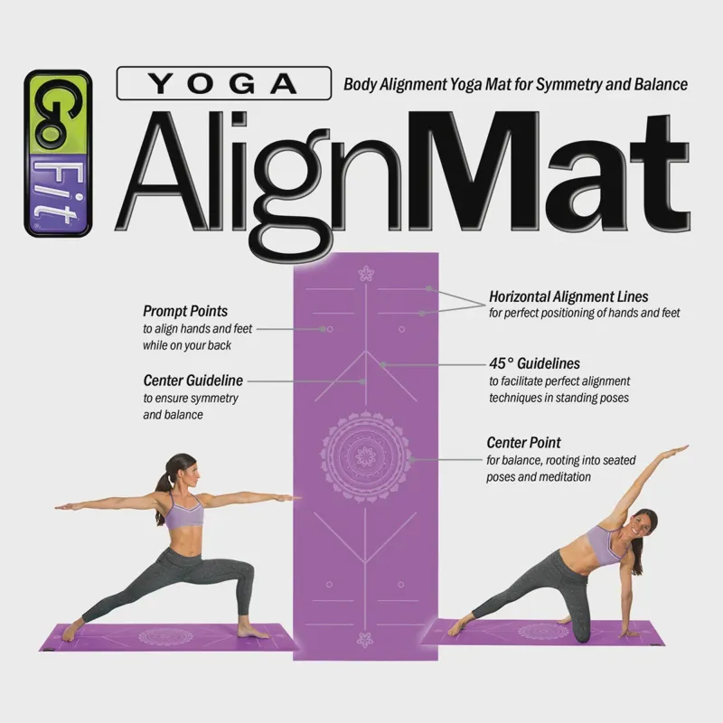 GoFit ALIGN Yoga Mat with Yoga Pose Wall Chart 3.5mm 24 x 68 - Purple-1