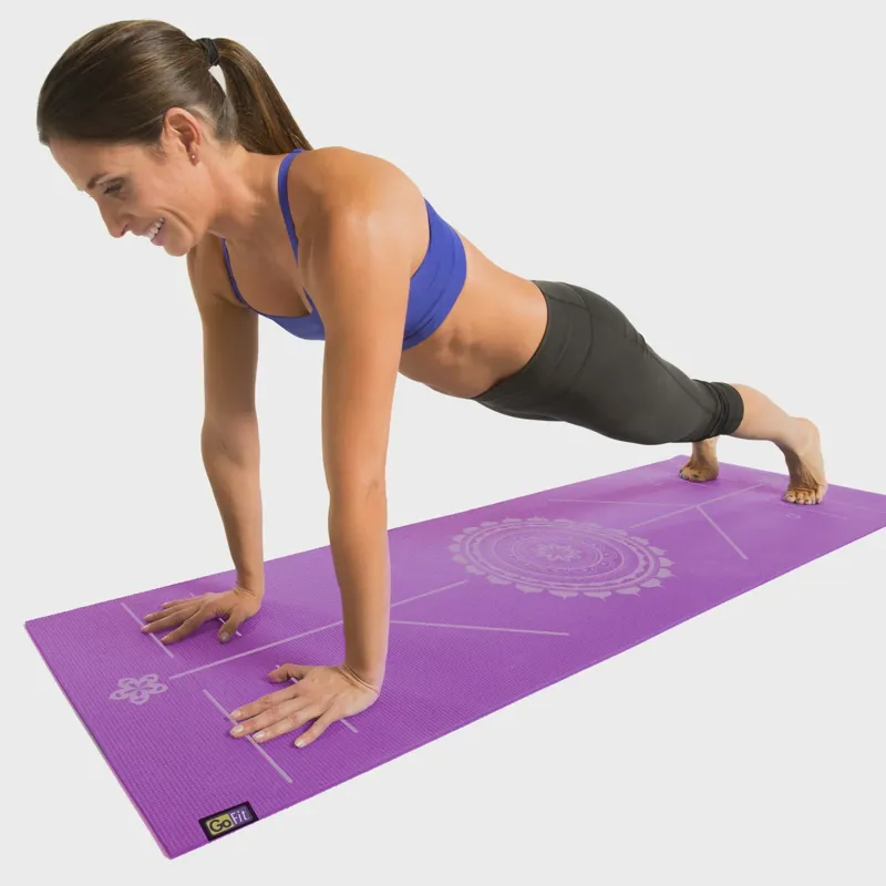GoFit ALIGN Yoga Mat with Yoga Pose Wall Chart 3.5mm 24 x 68 - Purple-2