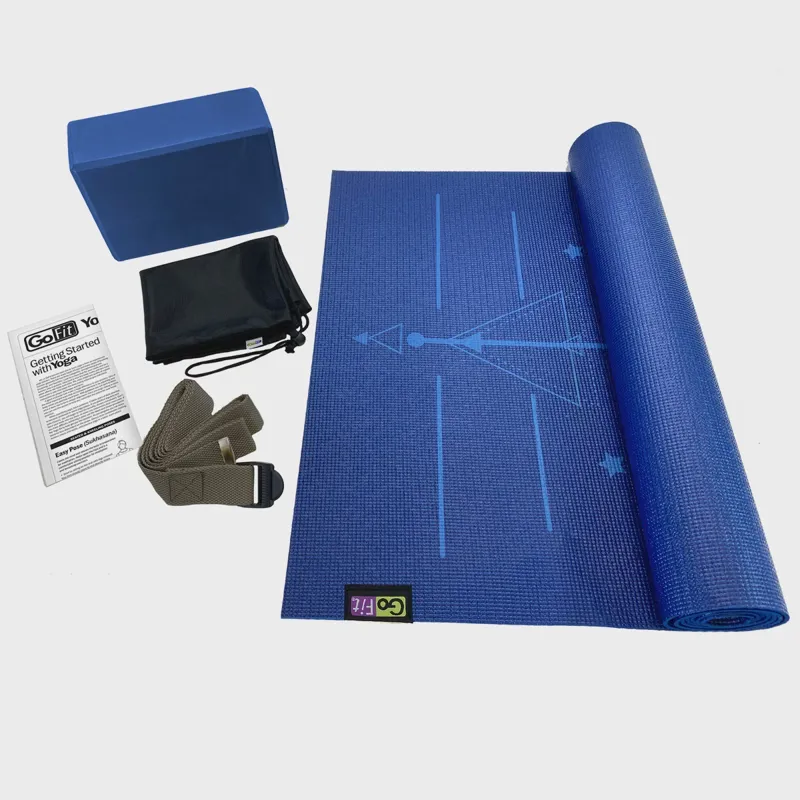GoFit Yoga Kit - Basic Mat Foam Block Strap and Yoga Pose Wall Chart